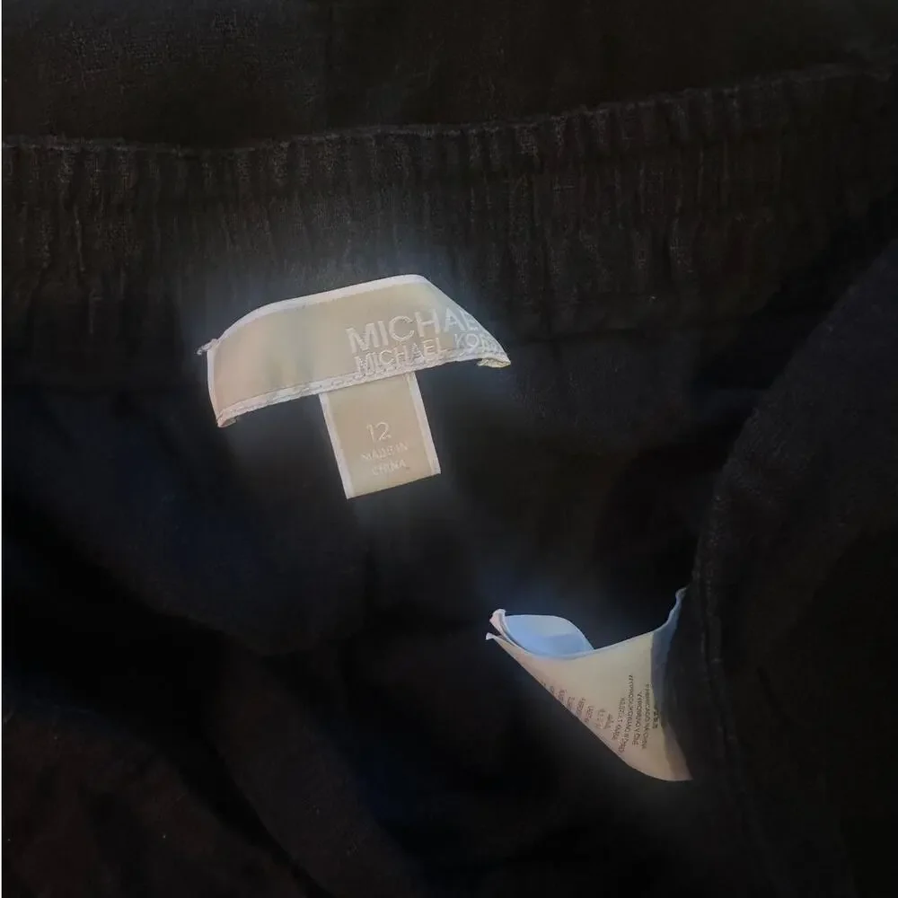 MK Michael Kors Black Linen Blend Cropped Capri Pants 12